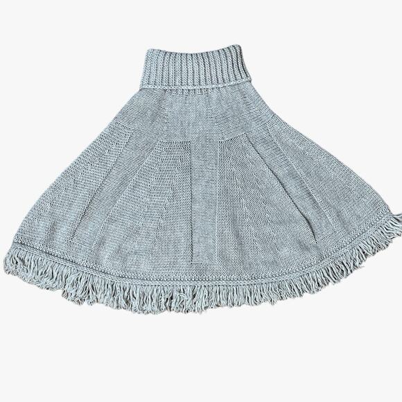 Neiman Marcus O/S LUXURY Italian Wool Alpaca Turtleneck Sweater Poncho Shawl Tan - Picture 2 of 7